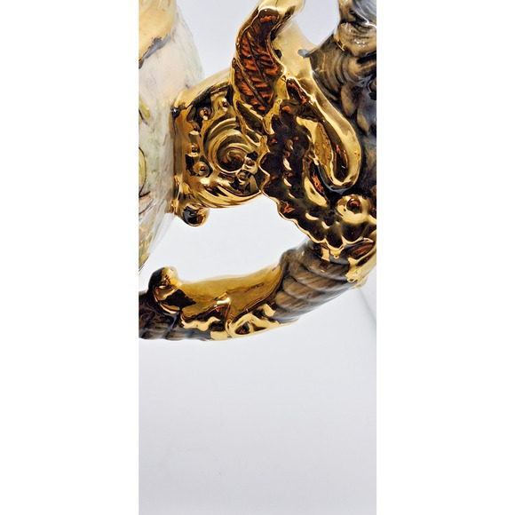 Vintage German Rumtopf Tureen & Lid Gnome & Dragon Handles Motif Large 15" Tall - Picture 13 of 14